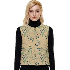 Folk Floral Art Pattern  Flowers Abstract Surface Design  Seamless Pattern Women s Button Up Puffer Vest by Eskimos