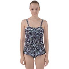 Intricate Textured Ornate Pattern Design Twist Front Tankini Set by dflcprintsclothing