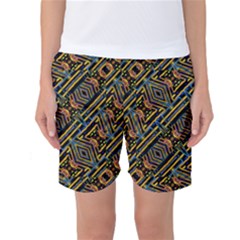 Electric Neon Lines Pattern Design Women s Basketball Shorts by dflcprintsclothing
