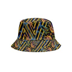 Electric Neon Lines Pattern Design Inside Out Bucket Hat (kids) by dflcprintsclothing