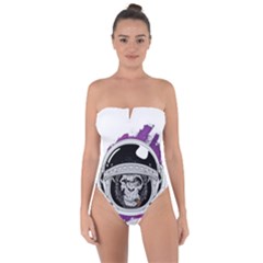 Purple Spacemonkey Tie Back One Piece Swimsuit by goljakoff