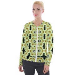 Summer Sun Flower Power Over The Florals In Peace Pattern Velvet Zip Up Jacket by pepitasart