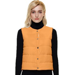 Deep Saffron Orange Women s Button Up Puffer Vest by FabChoice