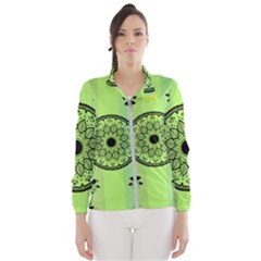 Green Grid Cute Flower Mandala Women s Windbreaker by Magicworlddreamarts1