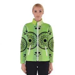 Green Grid Cute Flower Mandala Winter Jacket by Magicworlddreamarts1