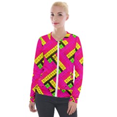 Pop Art Mosaic Velvet Zip Up Jacket by essentialimage365