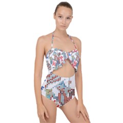 Abstract Freedom Scallop Top Cut Out Swimsuit by ArtLights