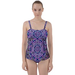 Digital Painting Drawing Of Flower Power Twist Front Tankini Set by pepitasart