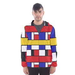 Stripes And Colors Textile Pattern Retro Men s Hooded Windbreaker by DinzDas