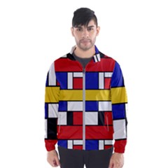 Stripes And Colors Textile Pattern Retro Men s Windbreaker by DinzDas