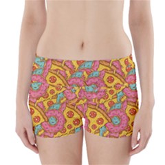 Fast Food Pizza And Donut Pattern Boyleg Bikini Wrap Bottoms by DinzDas