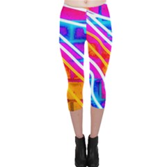 Pop Art Neon Wall Capri Leggings  by essentialimage365