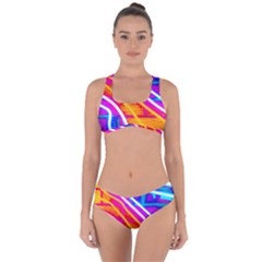 Pop Art Neon Wall Criss Cross Bikini Set by essentialimage365