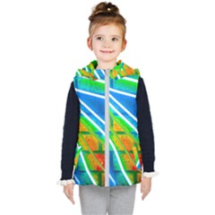 Pop Art Neon Wall Kids  Hooded Puffer Vest by essentialimage365