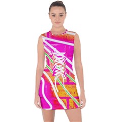 Pop Art Neon Wall Lace Up Front Bodycon Dress by essentialimage365