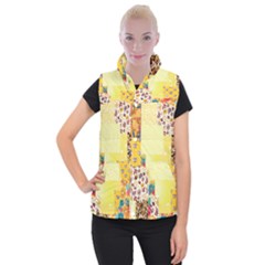 Yellow Floral Aesthetic Women s Button Up Vest by designsbymallika