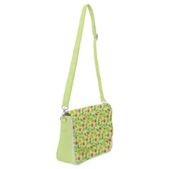 Vector Fruits Pattern, Pastel Colors, Yellow Background Shoulder Bag With Back Zipper by Casemiro