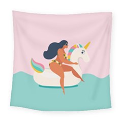Unicorn Swimming Square Tapestry (large) by walala