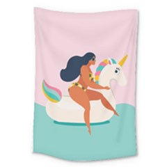 Unicorn Swimming Large Tapestry by walala