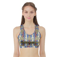 Ornament Striped Textured Colored Pattern Sports Bra With Border by dflcprintsclothing