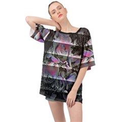 Techno Bouquet Oversized Chiffon Top by MRNStudios