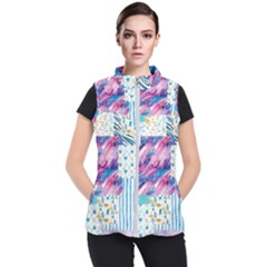 Blue Wavespastel Women s Puffer Vest by designsbymallika