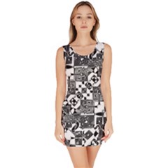 Black And White Geometric Print Bodycon Dress by dflcprintsclothing