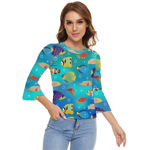 Cheerful And Bright Fish Swim In The Water Bell Sleeve Top by SychEva