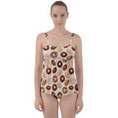 Chocolate Donut Love Twist Front Tankini Set by designsbymallika