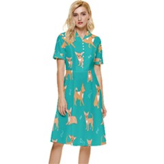 Cute Chihuahua Dogs Button Top Knee Length Dress by SychEva