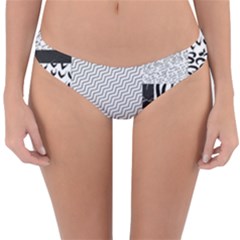 Black And White Pattern Reversible Hipster Bikini Bottoms by designsbymallika