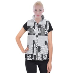 Black And White Pattern Women s Button Up Vest by designsbymallika