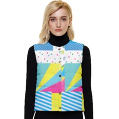 Geometric Pattern Women s Short Button Up Puffer Vest by designsbymallika