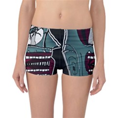 Colored Creepy Man Portrait Illustration Reversible Boyleg Bikini Bottoms by dflcprintsclothing