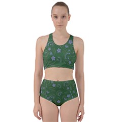 Folk Flowers Pattern Floral Surface Design Racer Back Bikini Set by Eskimos