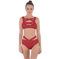 Print Cornell Red Pattern Design Bandaged Up Bikini Set 