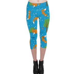 Red Fox In The Forest Capri Leggings  by SychEva