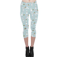 Funny And Funny Hares  And Rabbits In The Meadow Capri Leggings  by SychEva