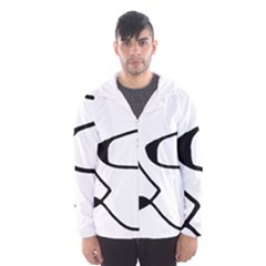 Black And White Abstract Linear Decorative Art Men s Hooded Windbreaker by dflcprintsclothing