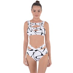 Black And White Abstract Linear Decorative Art Bandaged Up Bikini Set  by dflcprintsclothing
