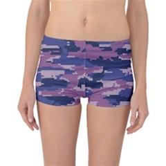 Abstract Purple Camo Reversible Boyleg Bikini Bottoms by AnkouArts