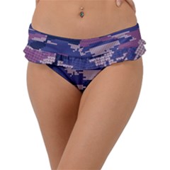 Abstract Purple Camo Frill Bikini Bottom by AnkouArts