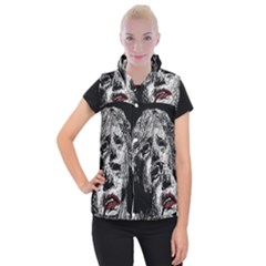 Creepy Head Sculpture Artwork Women s Button Up Vest by dflcprintsclothing