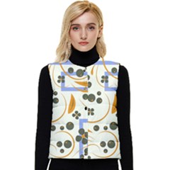 Folk Flowers Pattern Floral Surface Design Women s Short Button Up Puffer Vest by Eskimos