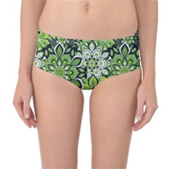 Green Floral Bohemian Vintage Mid-waist Bikini Bottoms by BohoMe