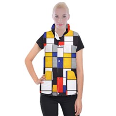 Composition A By Piet Mondrian Women s Button Up Vest by maximumstreetcouture