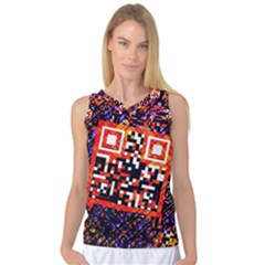 Root Humanity Bar And Qr Code In Flash Orange And Purple Women s Basketball Tank Top by WetdryvacsLair