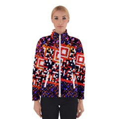 Root Humanity Bar And Qr Code In Flash Orange And Purple Winter Jacket by WetdryvacsLair