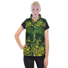 Root Humanity Bar And Qr Code Green And Yellow Doom Women s Button Up Vest by WetdryvacsLair