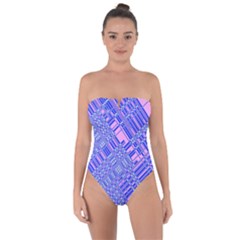 Root Humanity Barcode Purple Pink And Galuboi Tie Back One Piece Swimsuit by WetdryvacsLair